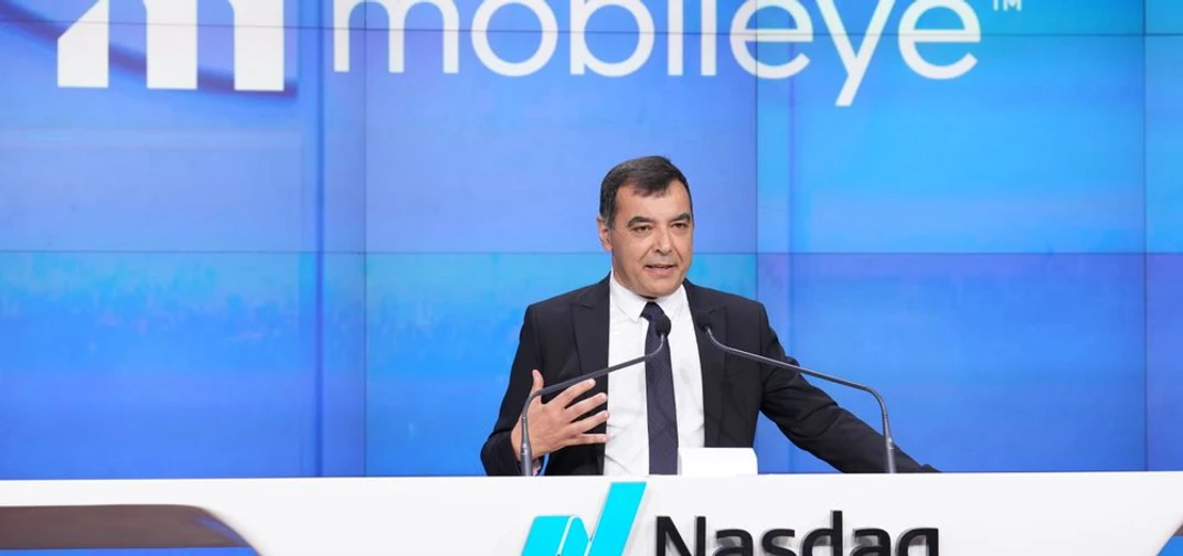 Mobileye Founder and CEO, Amnon Shashua, speaks about the listing of Mobileye shares on the Nasdaq Stock Exchange. (Credit: Photography courtesy of Nasdaq, Inc.)