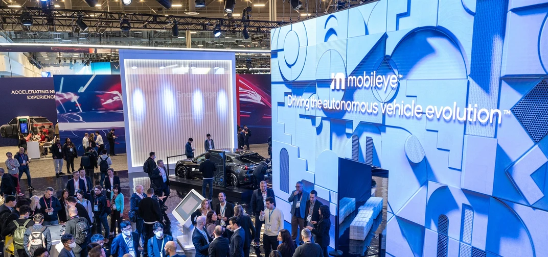 The Mobileye booth at CES 2023 (Credit: Mobileye)