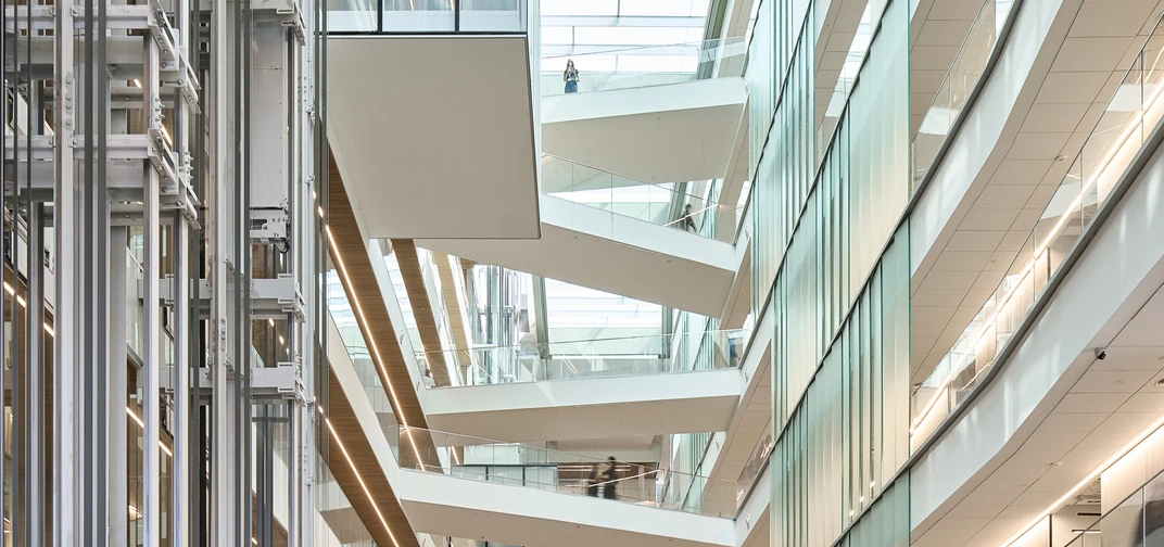 Mobileye's state-of-the-art Jerusalem campus has ten floors above ground and seven underground, with office space, conference rooms, and other facilities for over 2,500 employees.