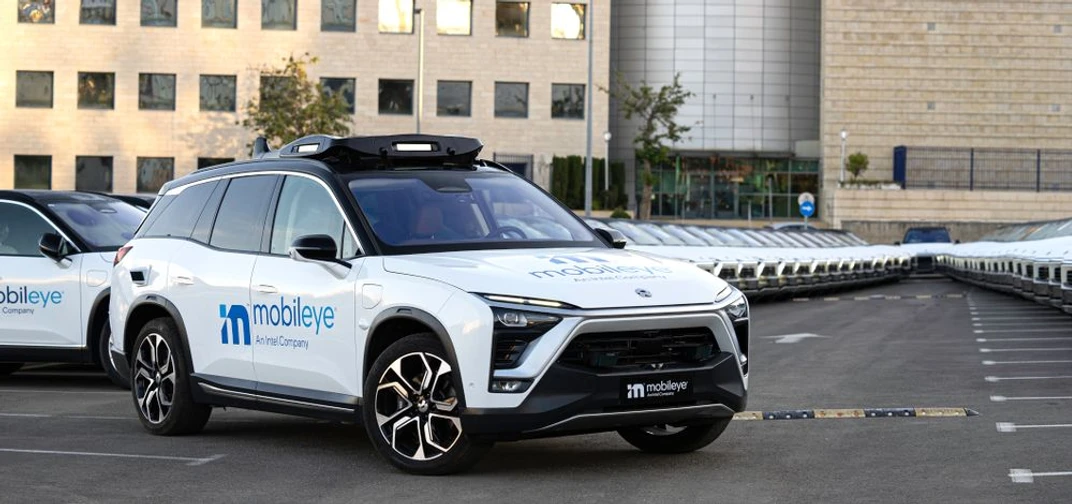 A self-driving vehicle from Mobileye’s autonomous fleet in Israel.