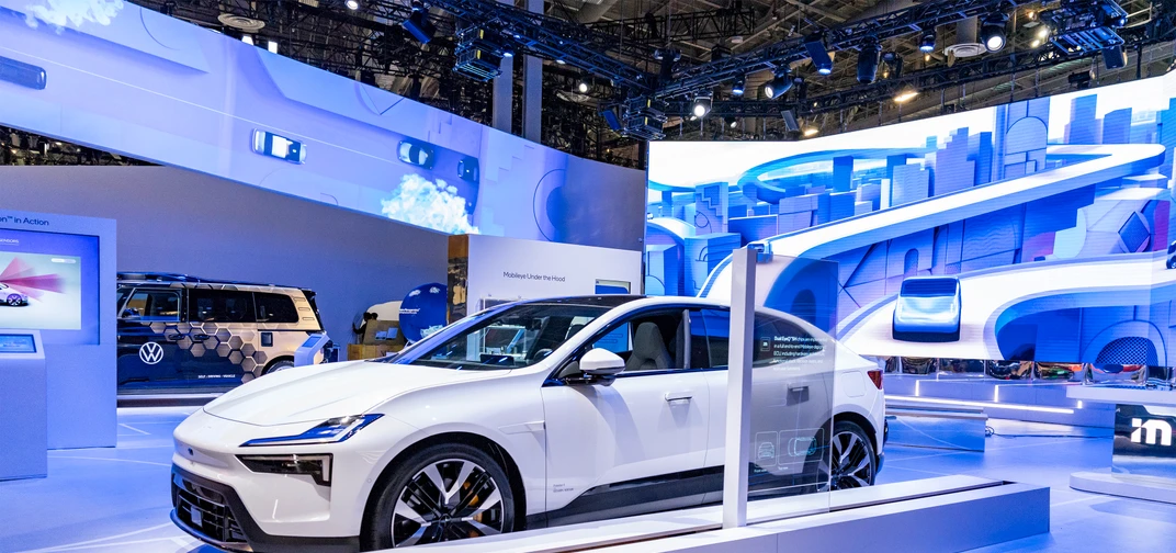 The Polestar 4, equipped with Mobileye SuperVision™ technology, on display at CES 2024