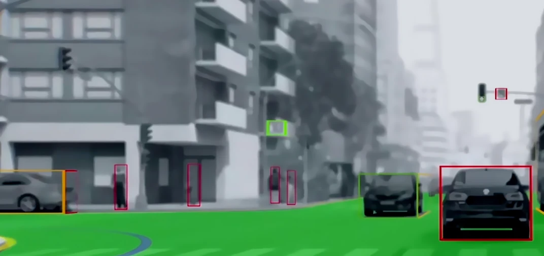 Mobileye computer vision detects and classifies objects in an environment, including vehicles, pedestrians, and traffic lights.