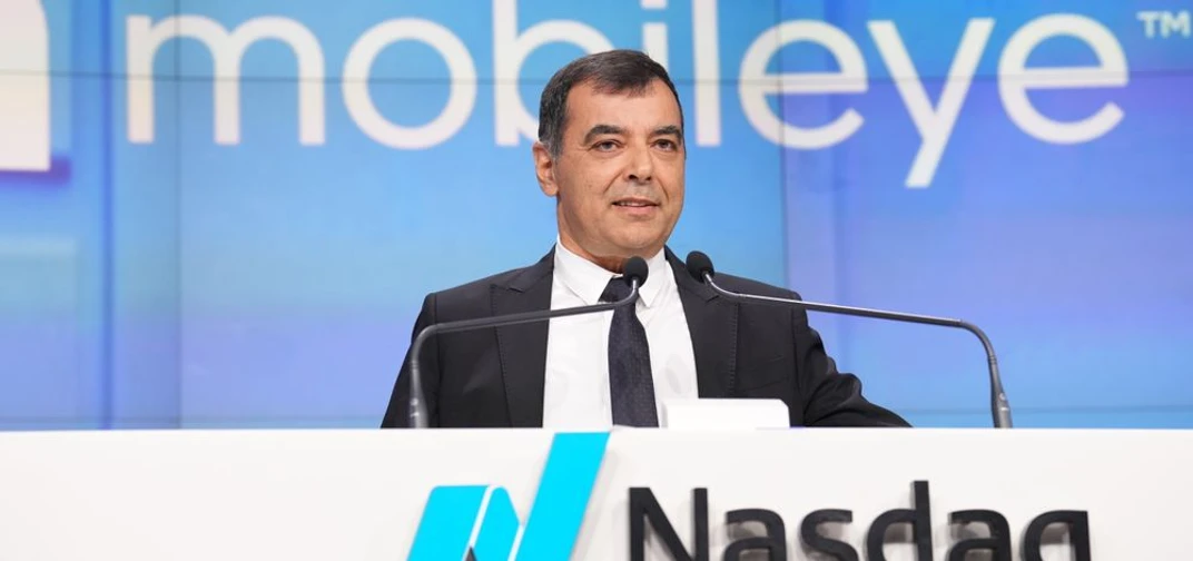 Mobileye Founder and CEO, Amnon Shashua, speaks about the listing of Mobileye shares on the Nasdaq Stock Exchange. (Credit: Photography courtesy of Nasdaq, Inc.)