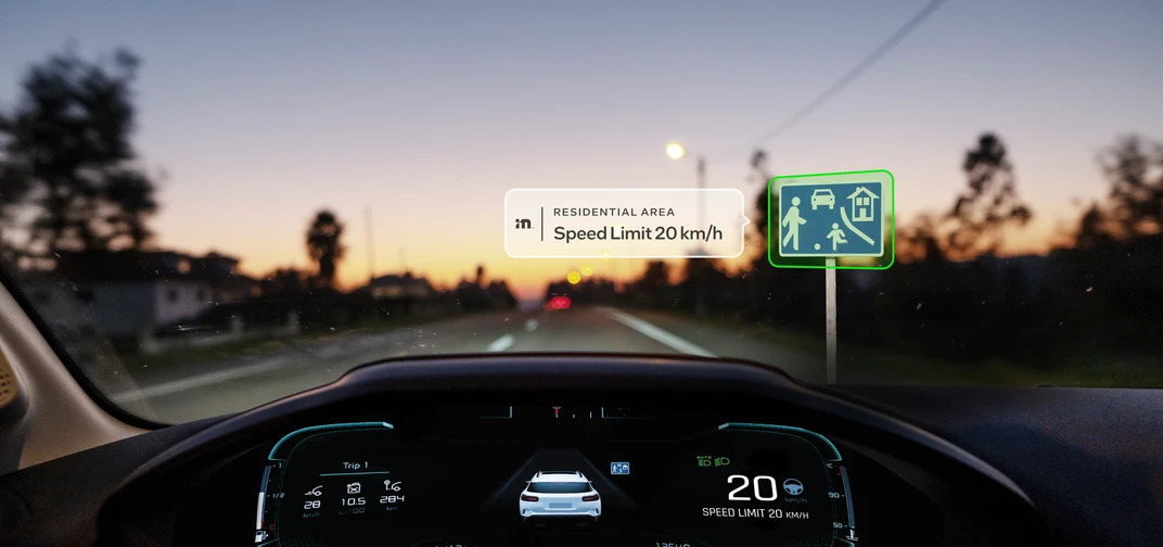 Using only cameras, Mobileye technology can detect a wide array of traffic signs to support Intelligent Speed Assist systems.