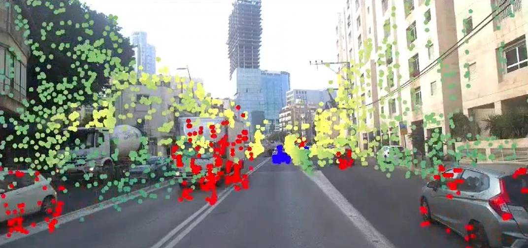 Mobileye’s imaging radar generates up to 0.5 million detections per second, providing a detailed view of the environment using radar alone.