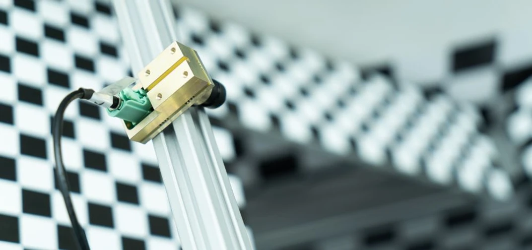 Mobileye employees calibrate cameras at a company lab in Jerusalem.