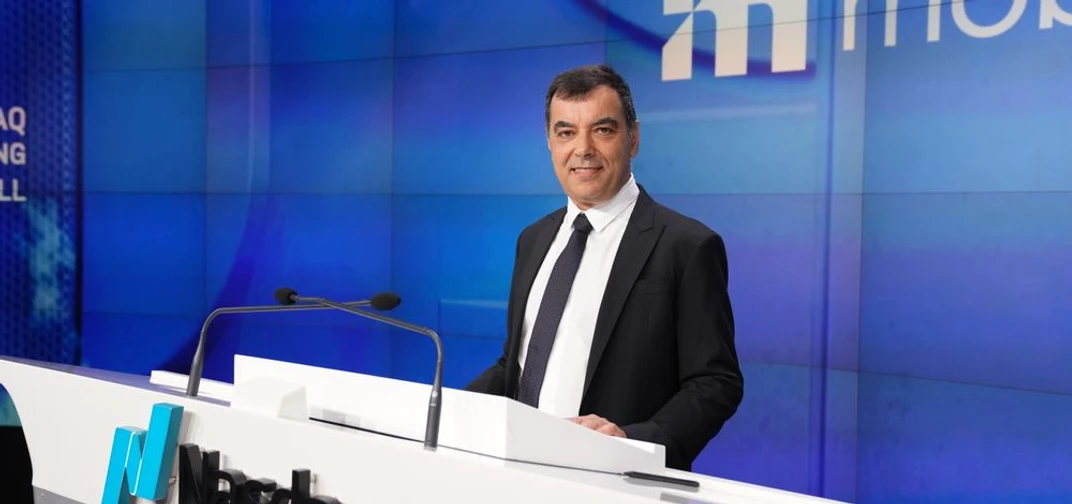 Mobileye CEO Prof. Amnon Shashua on Listing Day at the Nasdaq MarketSite. (Credit: Photography courtesy of Nasdaq, Inc.)