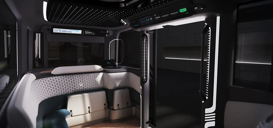 With room for 15 passengers and accessible for all, the HOLON mover is an autonomous urban shuttle. (Credit: HOLON)