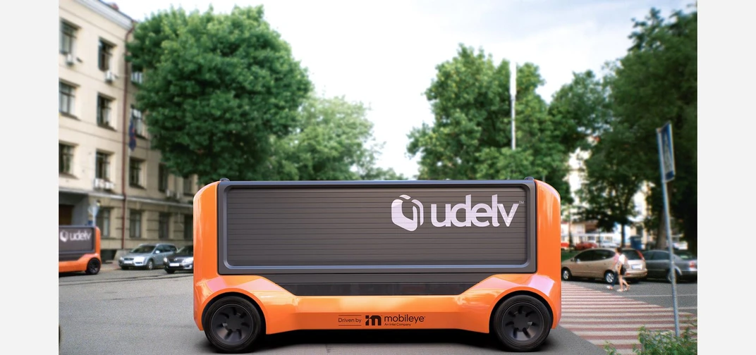 In April 2021, Udelv announced that the Mobileye Drive self-driving system will drive the company's Transporter autonomous delivery vehicles. (Credit: Udelv)